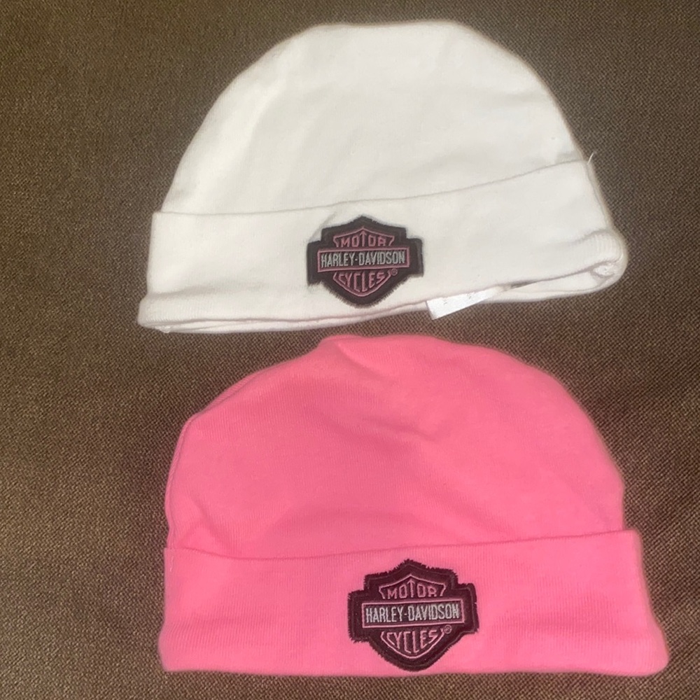2 Harley Davidson baby girl beanies